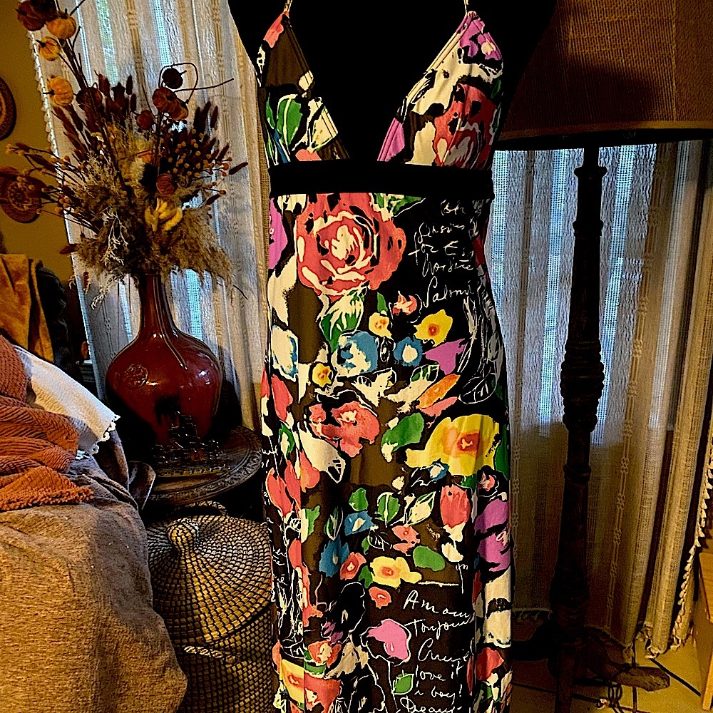Sonia Rykiel Dress Vintage Black multicolor Size 42 Retail $355